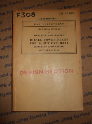 TM 9-1705C, WD TM, Ord. Maint. Diesel Power Plant For Scout Car M3A1 (Hercules DJXD Engine)