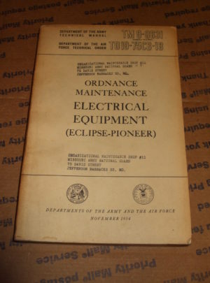 TM 9-8631, DOA / AF TM / TO, Ord. Maint. Matériel électrique (Eclipse-Pioneer): 1954