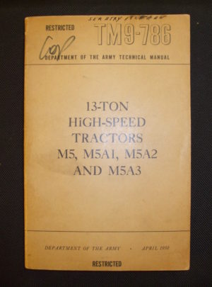 TM 9-786, DOA TM, Tracteurs à grande vitesse 13 tonnes M5, M5A1, M5A2 et M5A3 : 1950