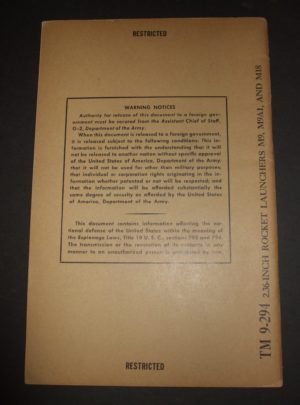 TM 9-294, WD TM, 2.36-Inch Rocket Launchers M9, M9A1, and M18 : 1946