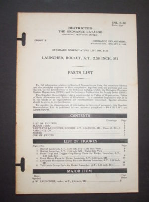 SNL B-36, Standard Nomenclature List No. B-36, Launcher, Rocket, A.T., 2.36 Inch, M1 : 1943