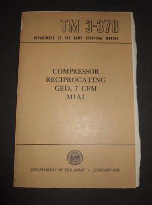TM 3-378, DOA TM, Compresseur alternatif, GED, 7cfm M1A1: 1956