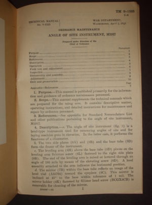 TM 9-1525, WD TM, Ord. Maint. Angle of Site Instrument, M1917 : 1941