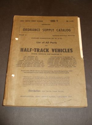 ORD 9 SNL G-102, ASFC, OSC, Liste de toutes les pièces pour véhicules Half-Track (Blanc, Autocar et Diamond T): 1944