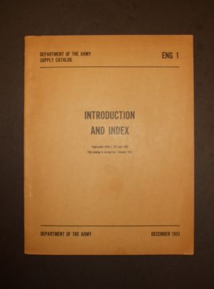 ENG 1, DOA SC, Introduction et Index: 1951