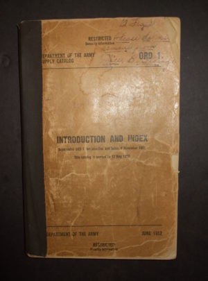 ORD 1, DOA SC, Introduction and Index : 1952