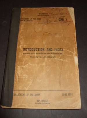 ORD 1, DOA SC, Introduction and Index : 1952