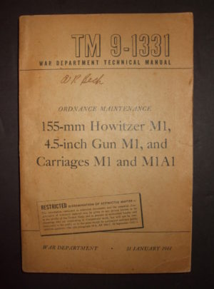 TM 9-1331, WD TM, Ordnance Maintenance,155-mm Howitzer M1, 4.5-inch Gun M1, and Carriages M1 and M1A1 : 1944