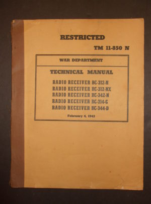 TM 11-850 N, WD TM, Récepteur radio BC-312-N, BC-312-NX, BC-342-N, BC-314-G, BC-344-NX, XDUMX-D: 1943