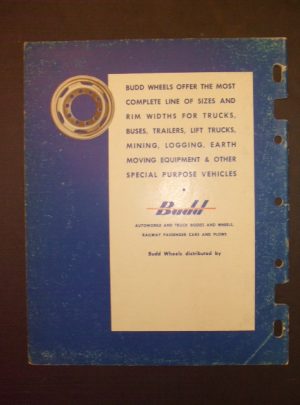 BUDD WHEELS CATALOG, Wheels for Trucks, Buses. Trailers and Special Purpose Vehicles : 1954