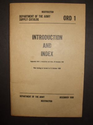 ORD 1, DOA SC, Introduction and Index : 1950