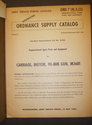 ORD 7 SNL G-233, ASFC, OSP&E, for Carriage, Motor, 90-MM Gun, M36B1 : 1945