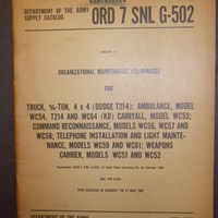 ORD 7 SNL G-502, Organizational Maintenance Allowances for Truck, 3/4-ton, 4x4 (Dodge T214): Ambulance, Model WC54 and WC64 (KD) Carryall, Model WC53;... : 1951