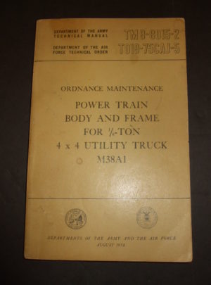 TM 9-8015-2, DOA/DOAF TM/TO, Ordnance Maintenance Power Train Body and Frame for 1/4-Ton 4×4 Utility Truck M38A1 : 1954