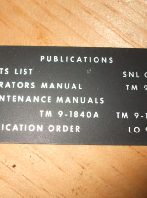 NOS M37 Publications Data Plate (1ea)