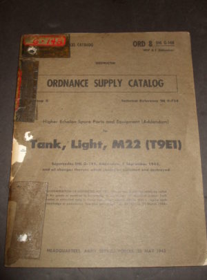 ORD 8 SNL G-148, catalogue des forces de service de l'armée, catalogue des fournitures de matériel, HESP&E pour Tank, Light, M22 (T9E1) [LOCUST]: 1945