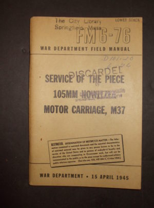FM 6-76, Manuel de service du département de guerre, service de réparation de la pièce, chariot de moteur d'obusier 105MM, M37: 1945
