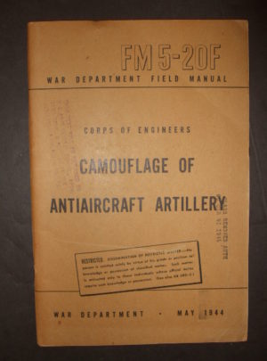 FM 5-20F, Manuel de service du département de guerre, Corps of Engineers, Camouflage d'artillerie antiaérienne: 1944