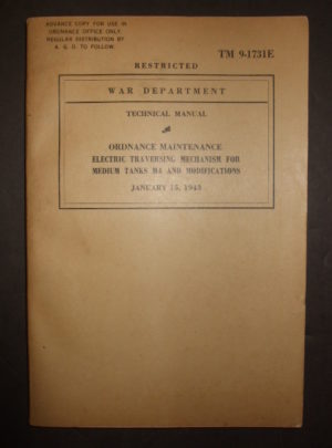 TM 9-1731E, War Department Technical Manual, Ordnance Maintenance, Electric Traversing Mechanism for Medium Tanks M4 and Modifications : 1943