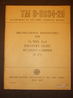 TM 9-8034-20, Department of the Army Technical Manual, Organizational Maintenance for 1/2 Ton, 4×4 Infantry Light Weapons Carrier : 1957