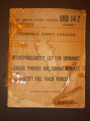 ORD 14-2 Volume 1, Catalogue des forces armées, OSC, Liste d'interchangeabilité pour les véhicules de combat et à usage général (à l'exception des véhicules à chenilles complètes): 1944