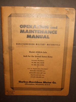 TM 10-1175, Operation and Maintenance Manual, Harley-Davidson Military Motorcycle, Model 42WLA-Solor, Built for the United States Army : 1942