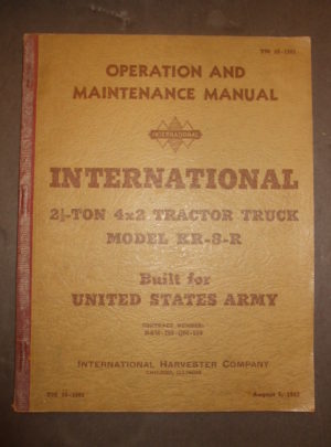 TM 10-1561, Operation and Maintenance Manual, International, 2 1/2-Ton 4×2 Tractor Truck, Model KR-8-R, Built for United States Army… : 1942