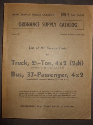 ORD 9 SNL G-541, ASFC, OSC, Liste de toutes les pièces de rechange pour camion, 2 1/2 tonnes, 4 × 2 (2dt) (International Harvester Model K-7), Autobus, 37 passagers, 4 × 2 (Modèle K-7 ET KS-7): 1945