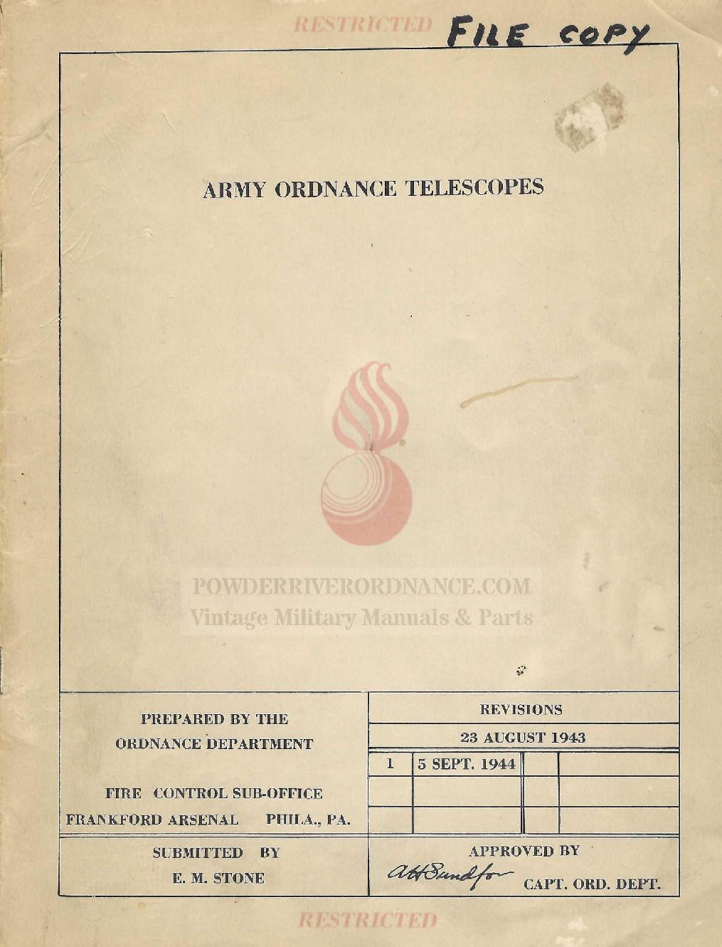 U.S. Army Ordnance Telescopes : 1944 (Digital Scan Only)