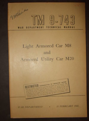 TM 9-743, Manuel technique du département de la guerre, voiture blindée légère M8 et voiture utilitaire blindée M20: 1944