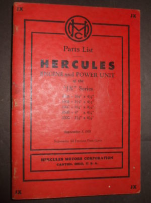 Parts List,  Hercules Engine and Power Unit of the “JX” Series JXA, JXB, JXC, JXD, JXG : 1951