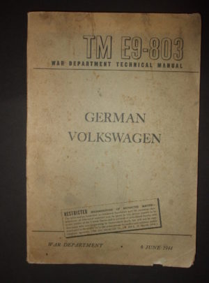 TM-E 9-803, Manuel technique du ministère de la Guerre, Volkswagen allemand : 1944