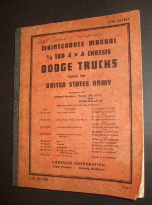 TM 10-1153, Maintenance Manual 1/2 Ton 4×4 Chassis Dodge Trucks WC-21,22,23,24,25,26,27,40,41 : 1941