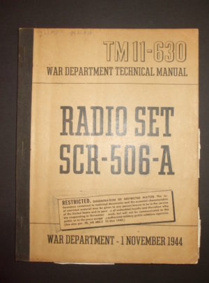 TM 11-630, Manuel technique du département de la guerre, poste radio SCR-506-A: 1944