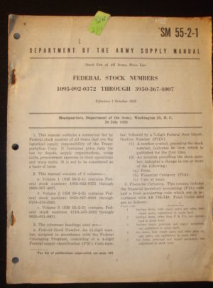 SM 55-2-1, Stock List of All Items, Federal Stock Numbers 1095-092-0372 Through 3950-367-4007 : 1958