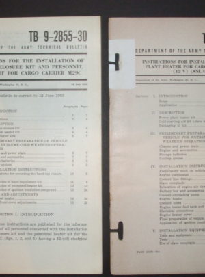 TB 9-2855-30, DOA Technical Bulletin, Instructions for the Installation of Hard-Top Closure Kit and Personnel Heater Kit for Cargo Carrier M-29C : 1953