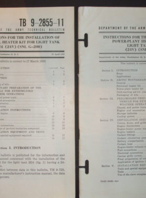 TB 9-2855-11, Bulletin technique DOA, Instructions pour l'installation du kit de chauffage du personnel pour le char léger M24 (24 V) (SNL G-200) : 1953