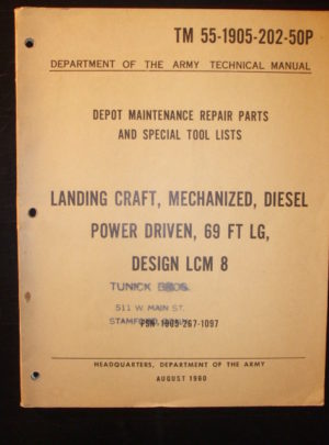 TM 55-1905-202-50P, Dépôt Maint. Pièces de rechange et listes d'outils spéciaux, péniche de débarquement, mécanisée, à moteur diesel, 69 pi. Lg, Conception LCM (8) : 1960