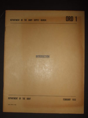 ORD 1, Department of the Army Supply Catalog, Introduction : 1955