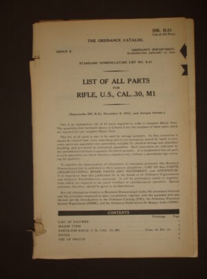 SNL B-21, The Ordnance Catalog, Standard Nomenclature list B-21, List of All Parts for Rifle, U.S., Cal. .30, M1 : 1943
