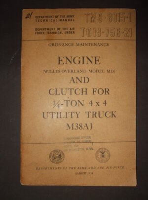 TM 9-8015-1, DOA/AF TM, Ord. Maint. Engine (Willys-Overland Model MD) and Clutch for 1/4-Ton 4×4 Utility Truck M38A1 : 1954