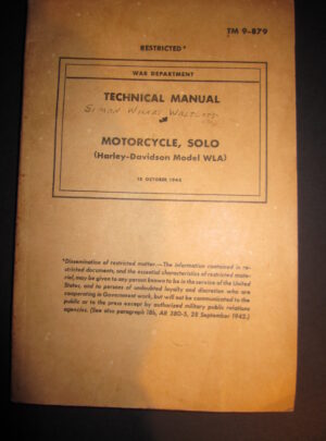 TM 9-879, War Department Technical Manual, Motorcycle, Solo (Harley-Davidson Model WLA): 1943