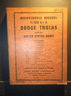 TM 10-1531, Maintenance Manual 3/4 Ton 4×4 Dodge Trucks Built for United States Army (WC51-54, WC56-58): 1942