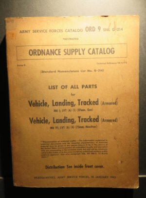 ORD 9 SNL G-214, ASFC, OSC, List of All Parts for Vehicle, Landing, Tracked (Armored) (MK I;LVT (A)(1)(37-MM Gun), Vehicle, Landing, Tracked (Armored) : 1945